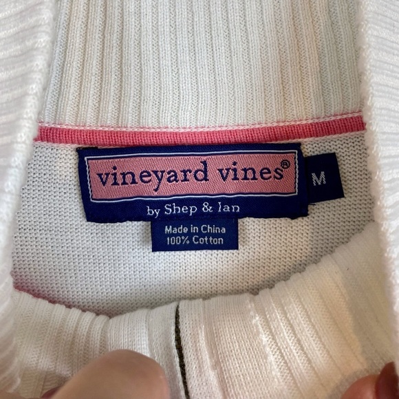 Vineyard Vines Woman’s White 1/4 Zip Sweater Size Medium. - Picture 9 of 11